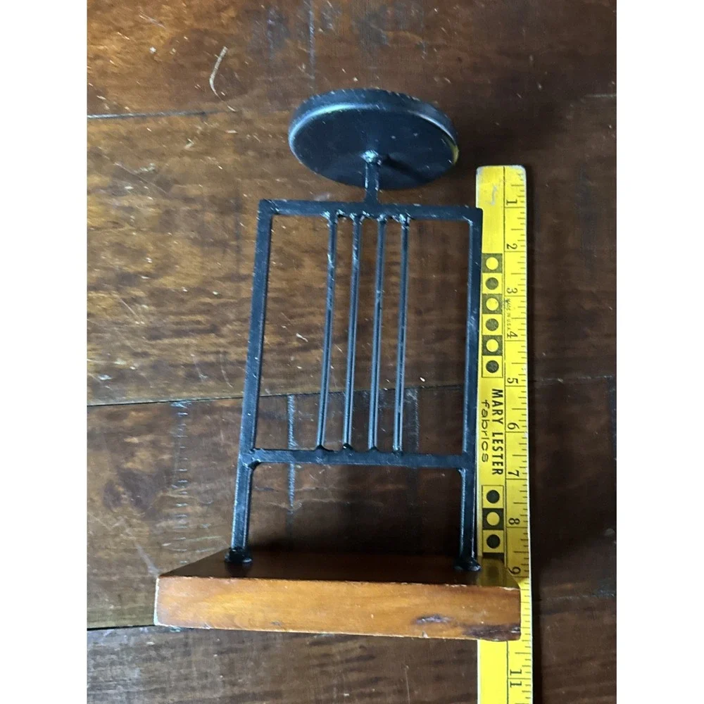 Pier 1 Pillar Candle Holder Stand Iron‎ & Wood Arts & Crafts Style 9